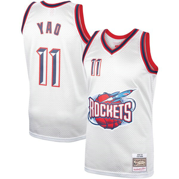 Maillot Houston Rockets Homme Yao Ming 11 Classics Platinum Swingman Blanc